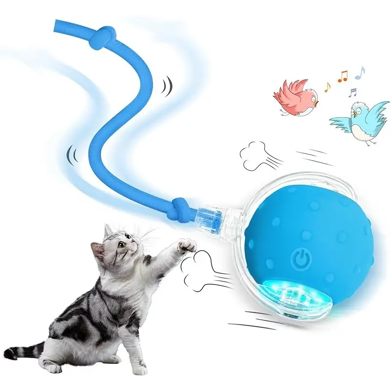 Upgraded Smart Interactive Robotic Cat Ball - Chirps, Rolls Fast, Avoids Obstacles - Perfect Indoor Fun Accessory for Bored Kittens, Robotic Balls