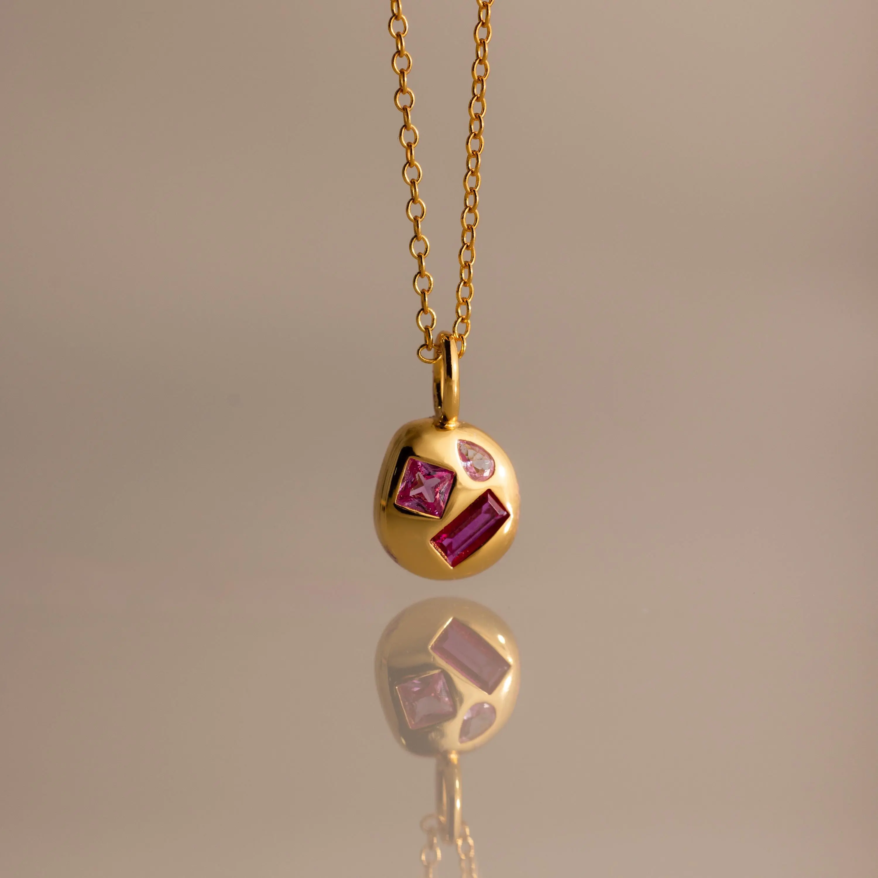Mixed Birthstone Capsule Necklace by Caitlyn Minimalist - 18K Gold Plated Mosaic Gemstone Nugget Pendant Necklace - Unique Crystal Jewelry - Birthday Gift for Her