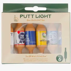 PUTT LIGHT Beer Bottle Golf Tees - White, Durable High-Quality Tees for Fun Golf Games, Perfect for Bachelor Parties & Tournaments, Qty 6