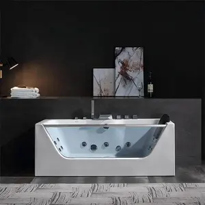 59" Alcove LED Whirlpool Bathtub with Center Drain 59" Alcove LED Whirlpool Bathtub with Center Drain