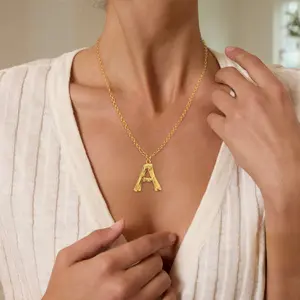 Gold Initial Necklace for Women & Teen Girls - Personalized Bubble Letter Pendant - Durable Hypoallergenic Jewelry - Perfect Birthday & Christmas Gift