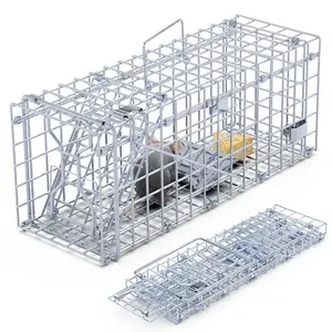2Pcs Humane Foldable Galvanized Iron Live Rodent Trap Cages with Detachable L-Shaped Rod Bait Catch - Pet Supplies for Kitchen, Garden Small Animal Control, Extra Large Inner Space, Wooden Hamster Wheel, Hutch Bunny Cages & Pens metal animal cage house