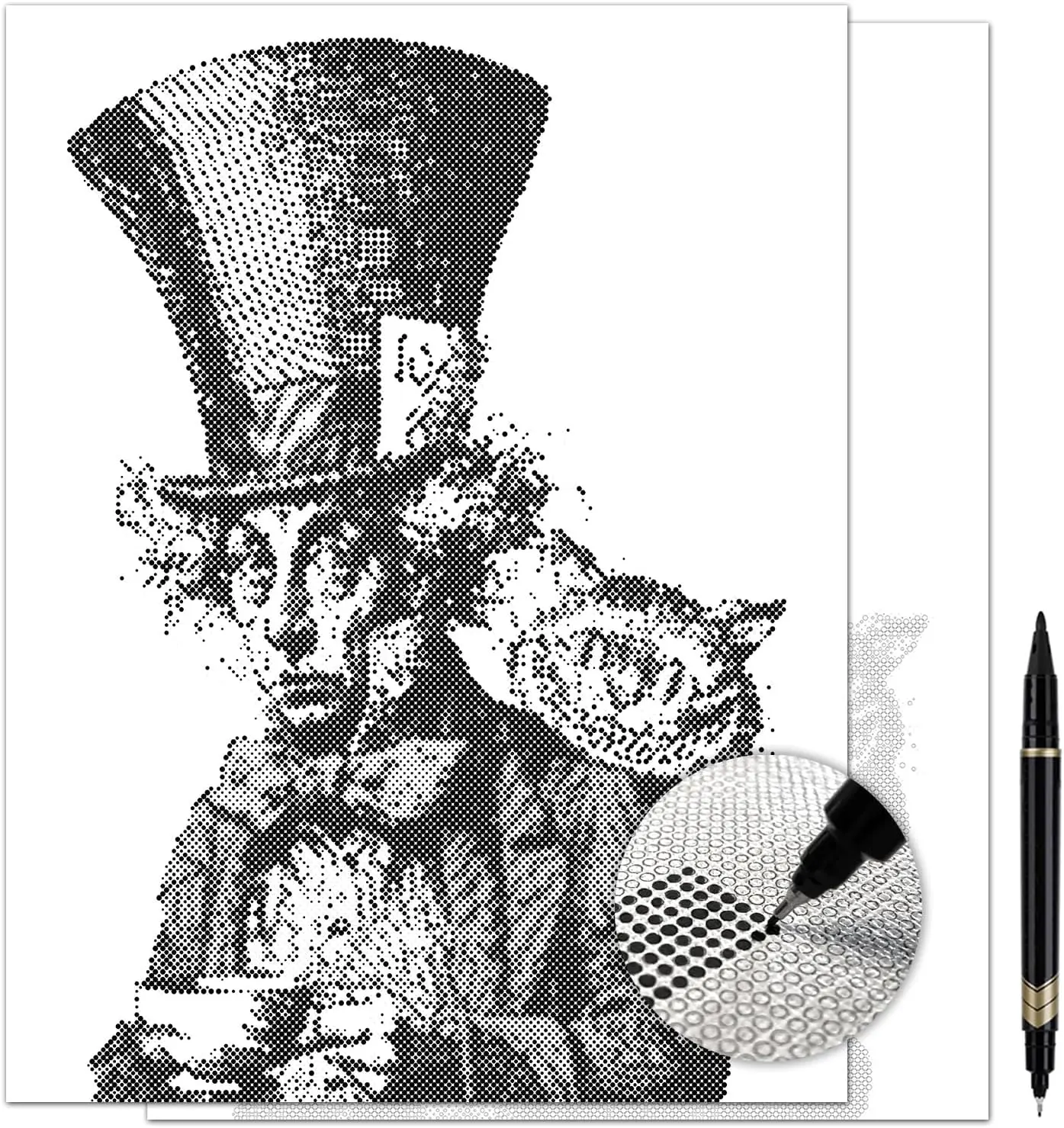 Mad Hatter Dot Painting Kit for Adults — 13×17 Canvas with Dual-Tip Marker