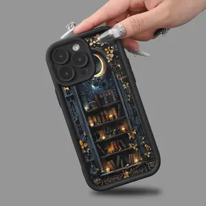 2025 Creative and fashionable moon bookshelf pattern Case for iPhone17 16 15 14 Pro Max 13 12 11 XR XS Plus Shockproof Casing Drop Protection Rugged Durable Silicone Cover Protective Smartphone Cellphone Screen Protector custom phone case