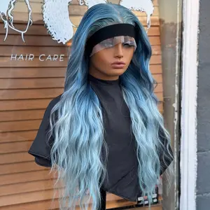 Icy Blue 613 Ombré Long Layered HD Lace Human Hair Wig