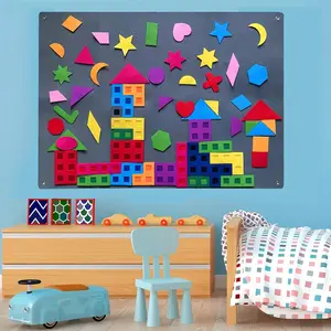 Felt Busy Board, Interactive Game for Ages 3-6, Geometric Puzzle Teaching Board, Creative DIY Storyboard, Ideal for Classroom and Home Education