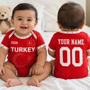 Personalized Turkey Baby Bodysuit, Custom Name Number Infant Soccer Outfit, Turkey Baby Jersey