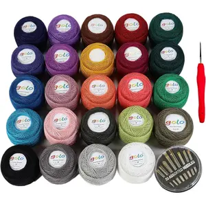 24 Skeins Size 20 Crochet Thread 10g x 24 Embroidery Crochet Yarn for Hand Knitting