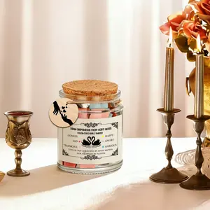 1 set of Emotional Bible Prayer Jar, Romantic Love Themed Glass Jar with Color Coded Bible Verse Strips, Religious Faith Gift for Valentine's Day, Wedding, Engagement, Baptism, Confirmation, Spiritual Keepsake Decor Storage Jar