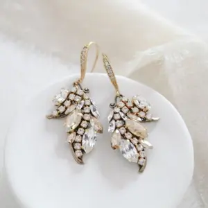 Crystal floral dangle Bridal earrings - EMERY