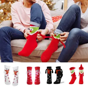 Lpxpass 2 Pairs Magnetic Hand-Holding Socks with 3D Eyes & Clasp Hands Breathable Cotton Unisex Fit for Teens Women Men Funny Gift Perfect for Any Occasion