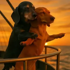 5D Diamond Painting Kit, Dachshund Sunset, Round Diamond Embroidery Art, DIY Full Diamond Canvas, Diamond Art Painting Mosaic Craft, Handmade Gift, Suitable for Living Room, Bedroom, Office, Wall Decoration Art, Diamond Patterns Can Help You Increase Deco