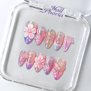 NailPhoria DREAMY CLOUD - Handmade Press-On Nails | Reusable, Salon-Quality, Long-Lasting, Glossy Design