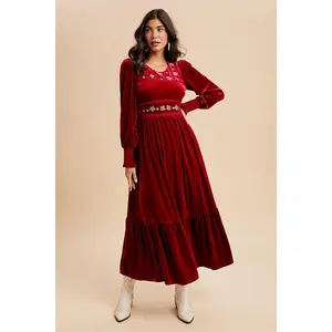 Folklore Embroidered Velvet Dress