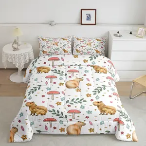 Cute Capybara Designer Comforter Set,Capybara Stuffed Animal Luxury Twin Size Bedding Set,Decor Capybaras Bed Comforter,Animals Lovers Duvet Set