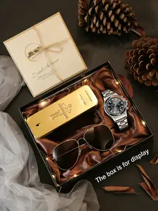 Men's Quartz High End Watch Set, Fashionable Analog Display, Zinc Alloy Case, Perfect Gift for Birthdays & Anniversaries, Includes Batteries