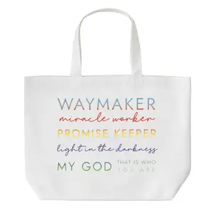 Waymaker Miracle Worker Promise Keeper Canvas Tote Bag Christian Worship Quote Everyday Carry Bag