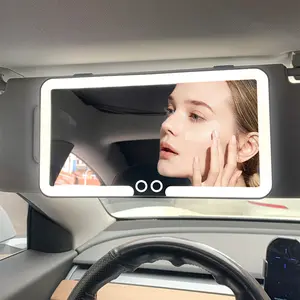 Car Sun Visor Makeup Mirror, LED Touch Screen Adjustable Brightness Auto Interior Makeup HD Mirror, Rechargeable Vanity Mirror,car decor