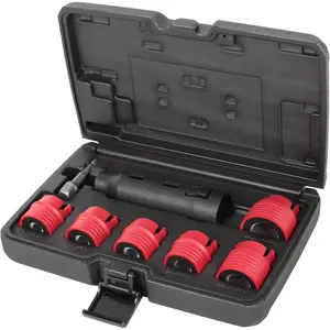 8-Piece Automotive Wheel Stud Cleaner Tool Set for Removing Rust and Debris, Includes 1/4-inch Hex to 1/2-inch Square Adapter to Allow for Use with Drills and Pneumatic Tools