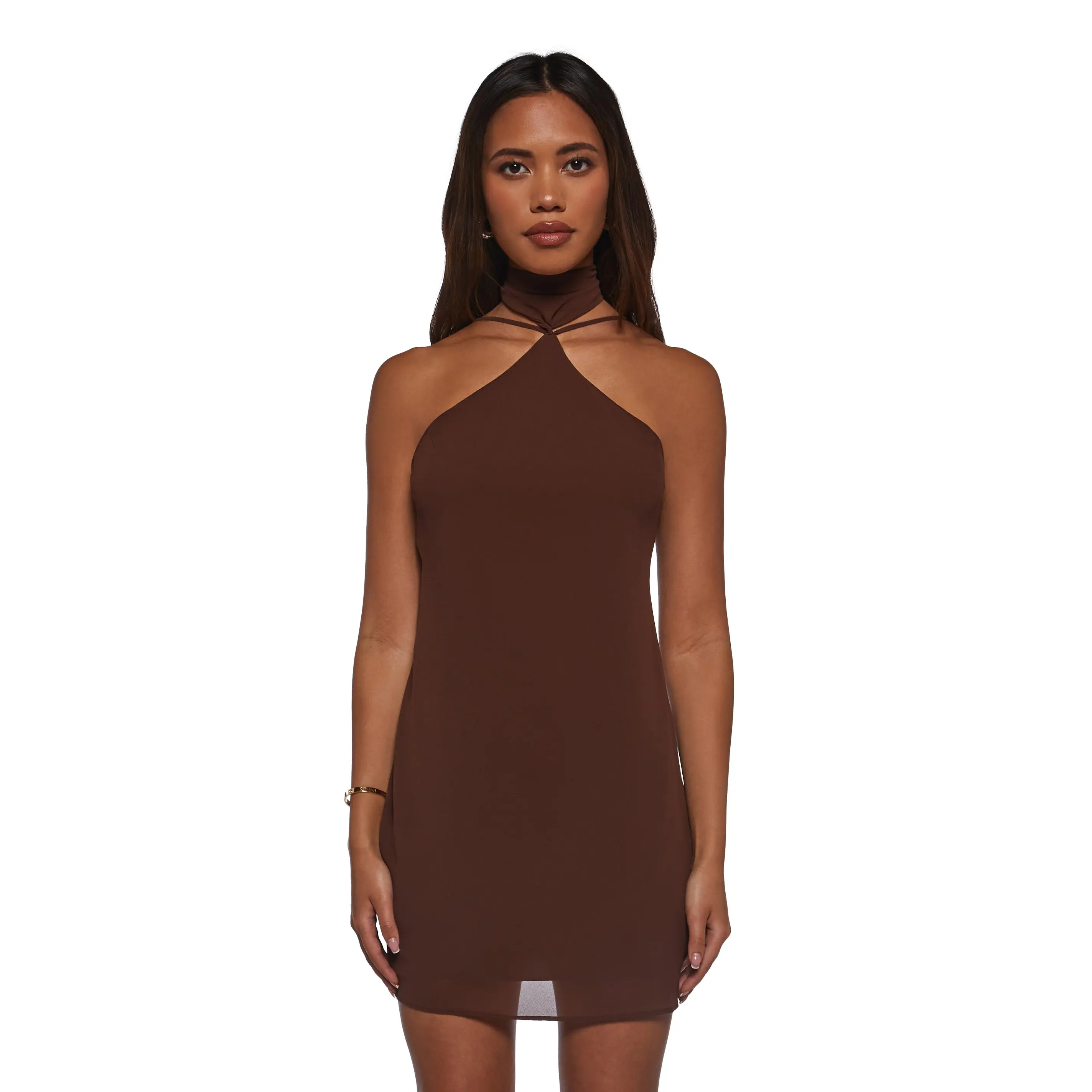 Latest Nightspot Halter Dress - Brown