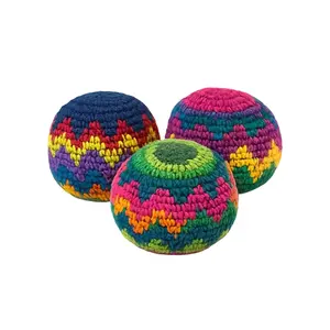 3PCS Handmade Crochet Hacky Sack Set, Boho Aesthetic Footbag Juggling Balls For Outdoor Play, Retro Summer Games For Kids Adults, Coordination Training Equipment For Backyard Party, Trendy Kick Sack Gift For Teens Girls Boys