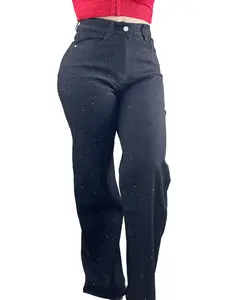 Moni's Black on Black Rhinestone Jeans - Straight Fit