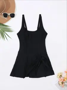 Women's Solid Color Tank Romper, Casual Sleeveless Racer Back Swim Romper for Beach Holiday Vacation, Ladies Swimwear for All Seasons