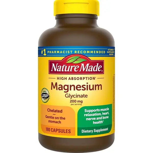 Nature Made Magnesium Glycinate 200 mg per Serving, 60 Capsules