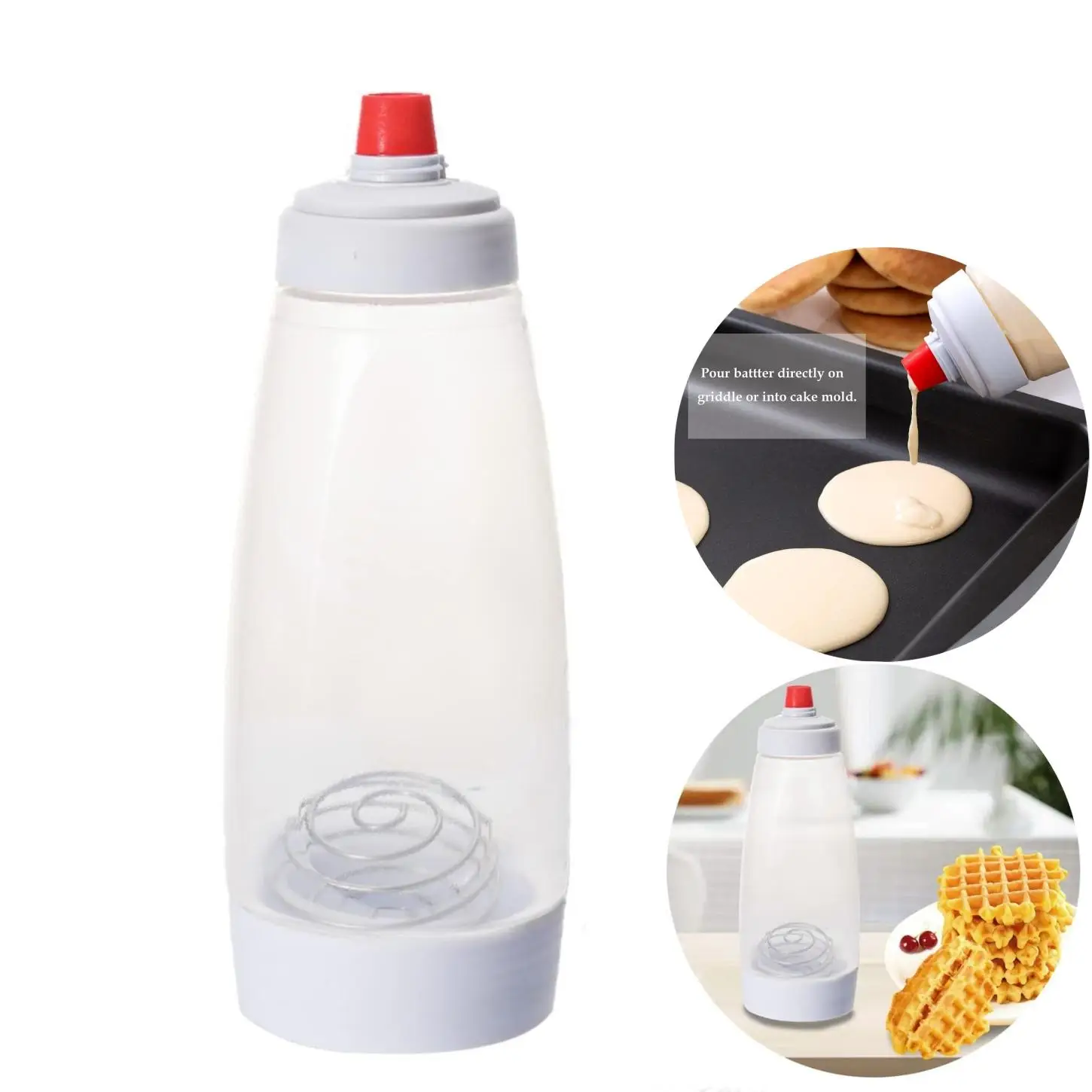 Manual Pancake Batter Mixer Bottle, 1 Count Squeeze Batter Dispenser, Baking Tool for Cupcake, Muffin, Cake, Kitchen Baking Utensils
