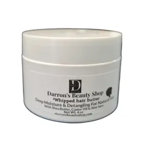 Darro's Beauty Shop Whipped Hair Butter 4oz - Deep Moisture & Detangling Formula with Shea Butter Coconut Oil & Castor Oil for Natural Hair Care