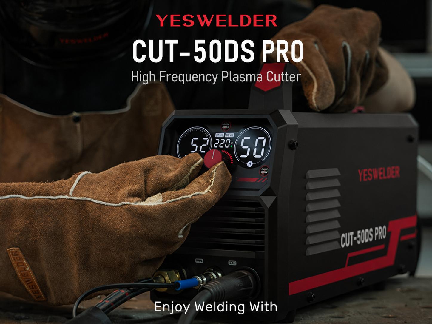 YESWELDER CUT-50DS-PRO 50Amp 110/220V Digital Display Plasma Cutter Full Kit with Adjustable Output, 2T/4T Function, 16/25" Max Cut - Tools and Gadgets, Work Tools for Construction