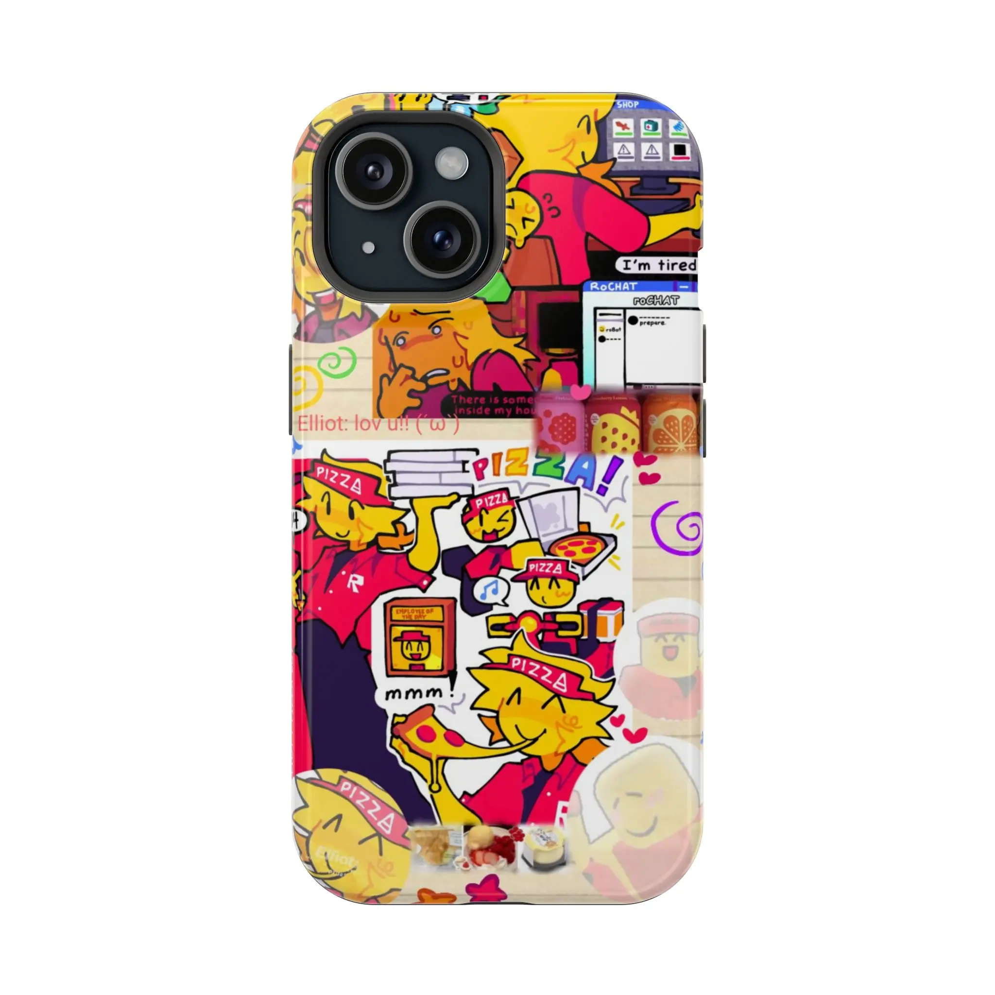 Jim & Elliot Pizza Phone Case, Roblox Forsaken Funny Cool Gamer Phone Cover Phone Case For iPhone 11 12 13 14 15 16/ Pro/ Pro Max Tough Case