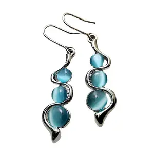 Elegant Cats Eye Gemstones Dangle Earrings for Women Opals Statement Jewelry
