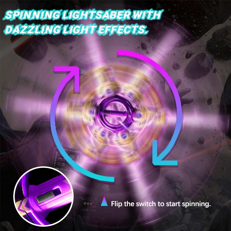 Dual-Bladed Flame Whirl Light Saber Toy with Spinning Blades USB Type-C Rechargeable Multicolored Lights and Simulated Sword Hum Perfect for Role-Playing Ideal Holiday Gift for Boys cosplay  deals The coolest Valentine's Day gift for him