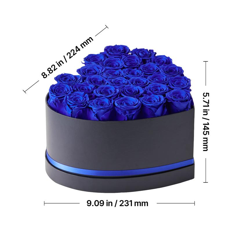 VEVOR Forever Flowers, 27 Preserved Roses in a Heart Shape Box, Eternal Flowers Immortal Bouquet Birthday Present for Women Her Wife Mothers, Anniversary, Valentine's Day,Christmas, Royal Blue