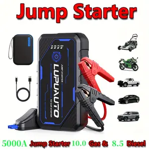 Lupuauto 3in 1 Jump Starter for Car, Portable Car Battery Jump Starter, Car Battery Booster Pack with Built-in LED Light, Car Battery Jumper, Car Battery Charger Jump Starter, Vehicle Maintenance Tool, Roadside Assistance Device, Lightweight Booster
