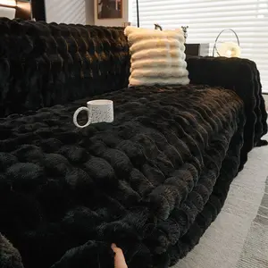 ORHOPUI Faux Rabbit Fur Queen Size Sofa Cover Thick Warm Winter Bed Blanket, Soft Fluffy Cozy Decorative Throw for Living Room & Bedroom, Heavy Furry Luxury Blanket Ideal as Gift for Sofa floral jacquard sofa cover
