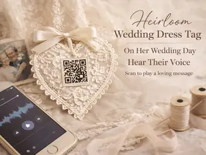 Heirloom Dress Tag – Wedding Memory QR Tag • Hear Their Voice on Your Day • Bridal Keepsake Gift