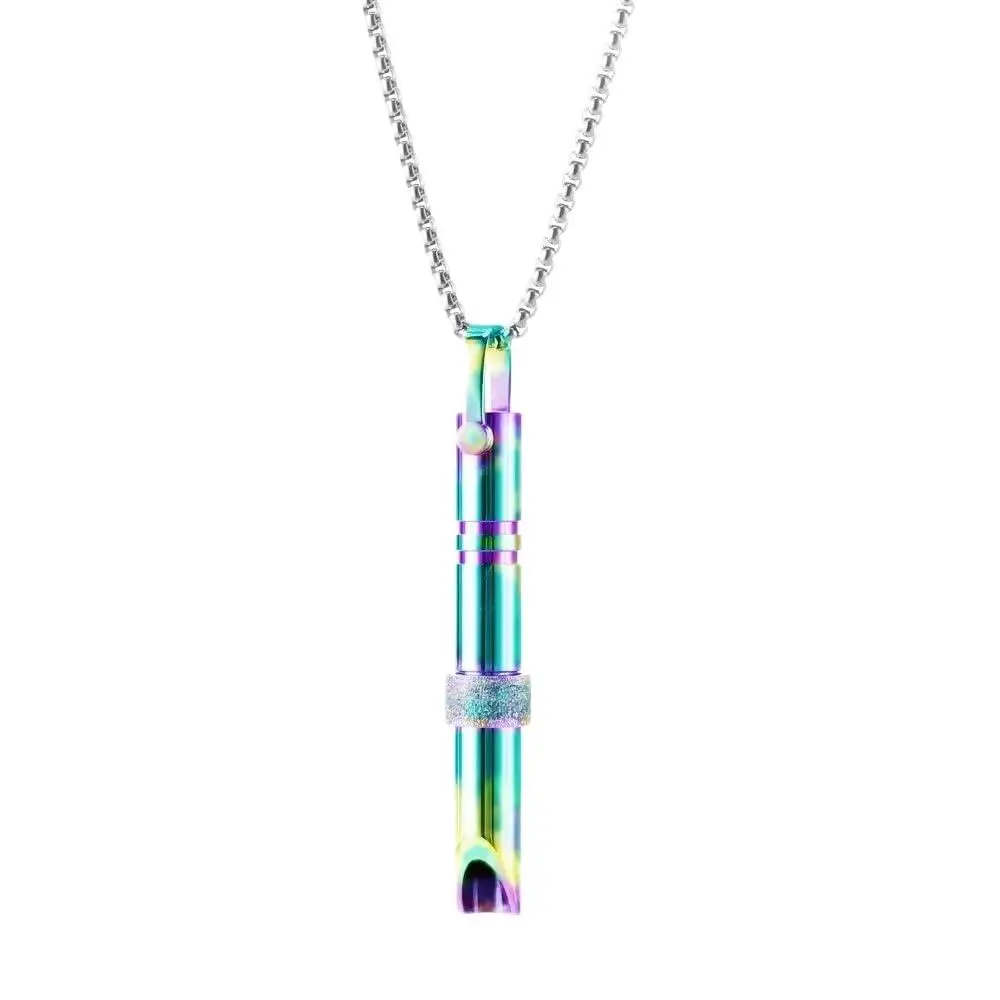Stainless Steel Mindfulness Breathing Necklace For Women Men Pendant Stress Panic Attack Meditation Jewelry Fashion Trendy Accessories Creative Gift