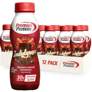 Premier Protein Indulgence Shake, Chocolate Covered Strawberry, 30g Protein, 11.5 Fl Oz, 12 Ct(limited addition) Beverage