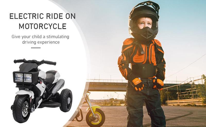 Aosom 6V Kids Motorcycle Toddler Ride-on Toy, High-Traction Battery-Operated Mini Electric Motorbike with Forward/Reverse Switch