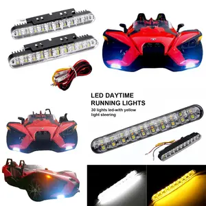 For Polaris Slingshot 2PCS LED DRL & Amber Turn Signal Kit, White Daytime Running Fog Lights Fits All Models 2015-2026