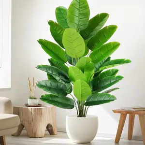66-96-118cm（47.1in) Artificial Tropical Palm Tree Fake Banana Plant Leaves Real Touch Strelitzia Plastic Plant for Home Garden
