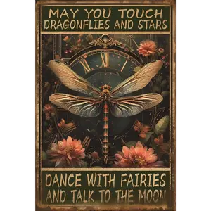 Dragonfly Decor Vintage May You Touch Dragonflies And Stars Dance With Fairies And Talk To The Moon Metal Tin Sign Nostalgic Dragonfly Gift For Home Cafe 8x12 Inch