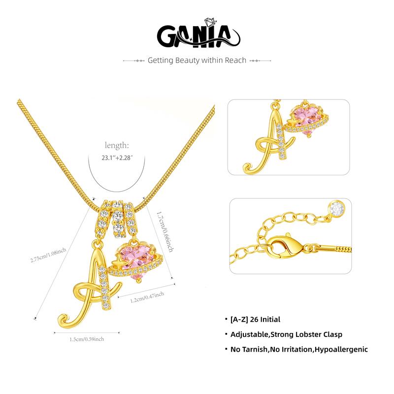 GANIA Art-designed personalized name letter necklace, free of allergenic ingredients, with adjustable size. It is an excellent Valentine's Day gift for women and girls. GANIA Art-designed personalized name letter necklace, free of allergenic ingredients, with adjustable size. It is an excellent Valentine's Day gift for women and girls.