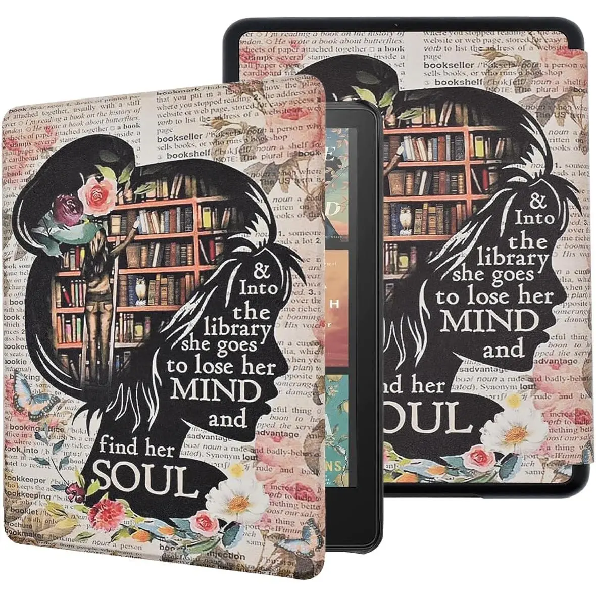 Case for All- Kindle Paperwhite 12th Gen 2024 and Kindle Colorsoft Signature Edition, Book Lovers Gifts Lightweight PU Leather Protective Cover with Auto Sleep Wake Hand Strap