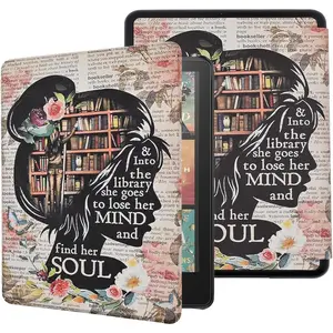 Case for All- Kindle Paperwhite 12th Gen 2024 and Kindle Colorsoft Signature Edition, Book Lovers Gifts Lightweight PU Leather Protective Cover with Auto Sleep Wake Hand Strap