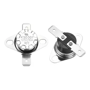 2pcs KSD301 Thermostat 90°C/194°F 16A Normally Closed N.C Adjust Snap Disc Temperature Switch for Microwaves,Oven,Coffee Maker,Bakelite Material