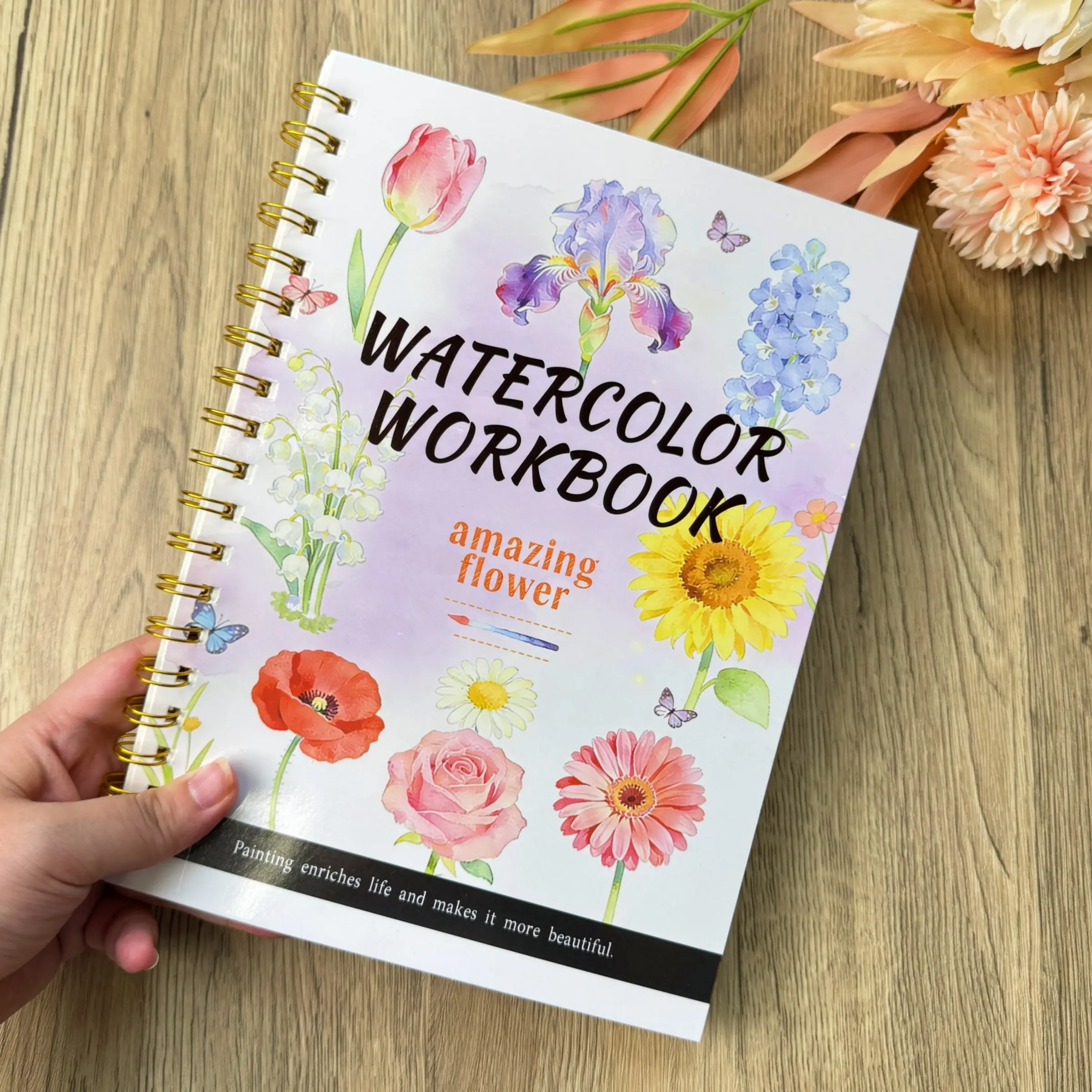 Floral and Animal Theme Watercolor Sketchbook, Includes Reference Images and Painting Tutorial, Ideal for Beginners, Perfect Gift for Holidays