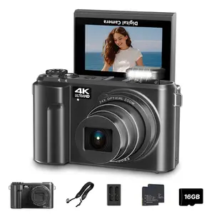WIKICO 24X Optical Zoom Digital Camera for Photography, 4K 88MP Vlogging Camera for YouTube with 3" 180° Flip Screen, Point and Shoot Cam with 32GB Micro SD Card for Beginner Recording Recording